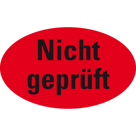 Organisationsetikett N.geprüft, oval, rot, Haftpapier, ablösbar, 50x30mm, 500/Rolle-Beschreibung lesen