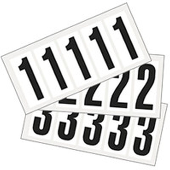 Kombipackung Ziffer 0-9, weiß/schwarz, Folie, SH 75mm, 38x88mm, 10 je Ziffer/Packung-Beschreibung lesen