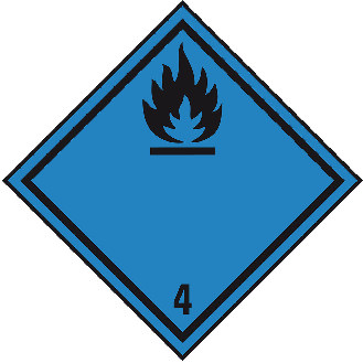 Verpackungskennzeichen Kl.4.3 Entz.Festst., Haftpapier, permanent, 50x50mm, 1000/Rolle, IMDG-Code, GGVSEB, ADR-Beschreibung lesen