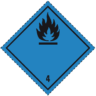 Verpackungskennzeichen Kl.4.3 Entz.Festst., Haftpapier, permanent, 50x50mm, 1000/Rolle, IMDG-Code, GGVSEB, ADR-Beschreibung lesen