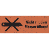 Warnetik.Nicht mit dem Messer öffnen!,rot,Primärfaser-Graspapier,50x147mm,6/BOG