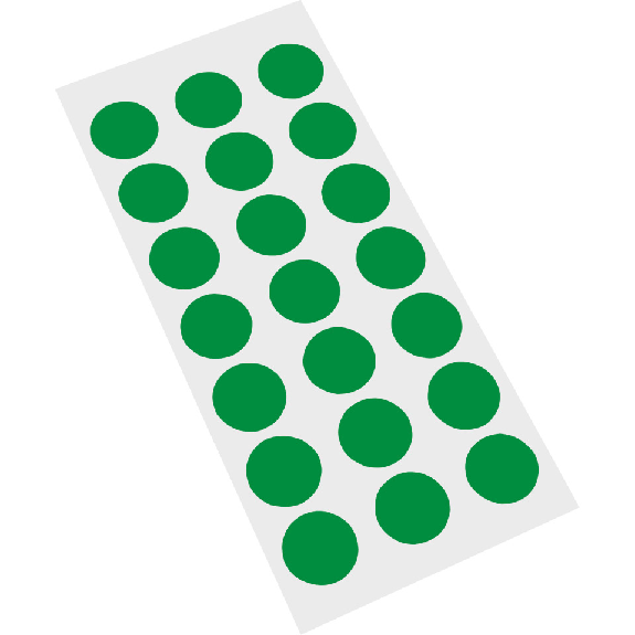 Markierungspunkte, grün, Cellulose-Folie, selbstklebend, Ø 25mm, 21/Bogen Markierungspunkte, grün, Cellulose-Folie, selbstklebend, Ø 25mm, 21/Bogen-Beschreibung lesen