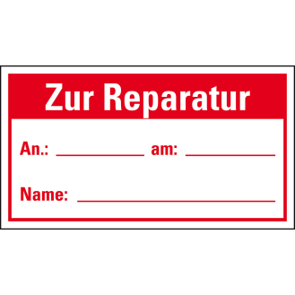 Qualitätsaufkleber Zur Reparatur, Haftpapier, ablösbar, 40x25mm, 250/Rolle-Beschreibung lesen