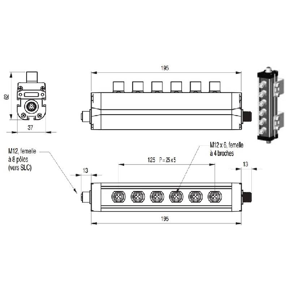 Boitier de connexion pour capteurs de muting 4xM12p - F39-TGR-CL-CMB1-Lire la description