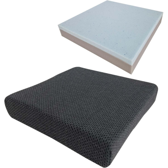 Cojin Antiescaras Viscoelástico + Espuma HR 42x42x8 - Cojín viscoelástico para Silla de Ruedas, Oficina, Hogar, Coche, Corrector de Postura-Leer más