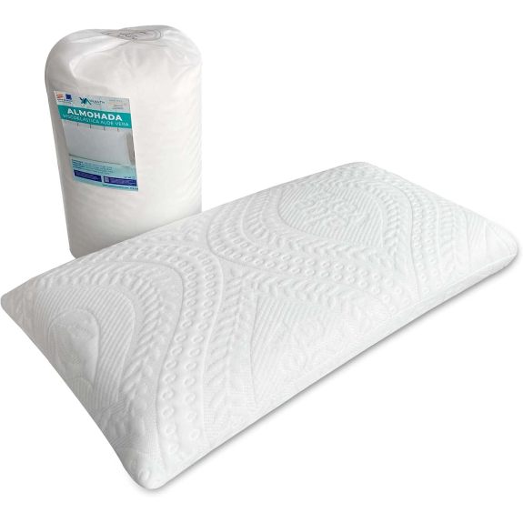 Oreiller sanitaire 60 x 40 x 12 Housse lavable en Aloe Vera avec fermeture éclair + housse intérieure - Adaptable au cou - Anti-acariens et anti-bactéries - Fabriqué en Espagne-Beschreibung lesen