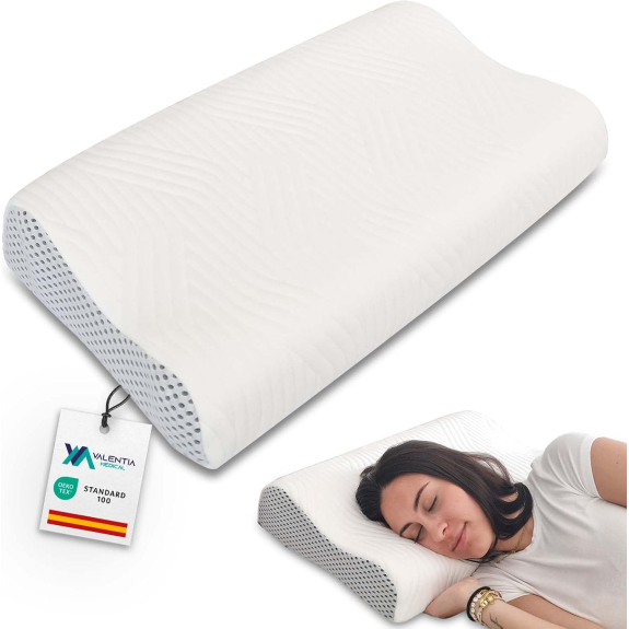 Oreiller Cervical Cervical, Oreiller Viscoélastique Double Hauteur, Ergonomique, Doux - Housse Extérieure Lavable avec Fermeture Éclair + Housse Intérieure, Oeko-Tex, Fabriqué en Espagne-Leggi tutto