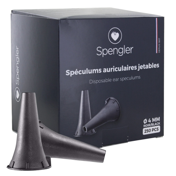 Spéculum pour Otoscopes compatibles avec différentes marques - 4 mm - Noir (Pack de 250 pcs.)-Beschreibung lesen