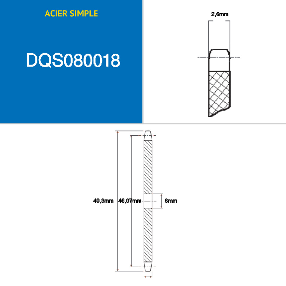 CMW - Disque pré alésé - Acier - Simple denture - 04B1 - 18 dents - Pas de 6 mm avec alésage de 8 mm-Lire la description