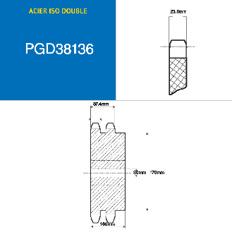 CMW - Pignon pré alésé - Acier - Double denture - 24B2 - 36 dents - Pas de 38,1 mm avec alésage de 30 mm-Lire la description