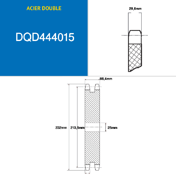 CMW - Disco prealesato - Acciaio - Doppia dentatura - 28B2 - 15 denti - passo 50,8 mm con foro 25 mm-Leggi tutto