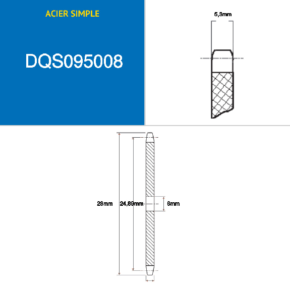 CMW - Vorgebohrte Scheibe - Stahl - Einfachverzahnung - 06B1 - 8 Zähne - 9,52 mm Teilungsperiode mit 6 mm Bohrung-Beschreibung lesen