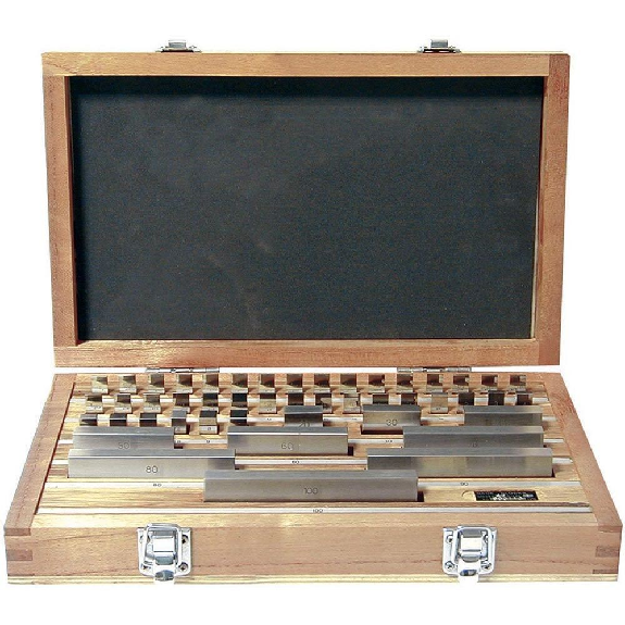Jeu de cales étalon acier, Cales: 112 cales, Classe: 2 Jeu de cales étalon acier, Cales: 112 cales, Classe: 2-Lire la description