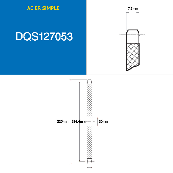 CMW - Disque pré alésé - Acier - Simple denture - 08B1 - 53 dents - Pas de 12,7 mm avec alésage de 20 mm-Lire la description