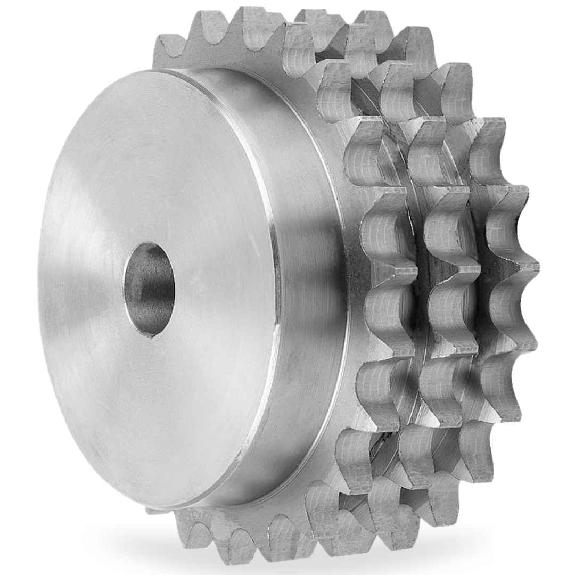 CMW - Pignone prealesato - Acciaio inox - Tripla dentatura - 08B3 - 15 denti - passo 12,7 mm con alesaggio 16 mm-Leggi tutto