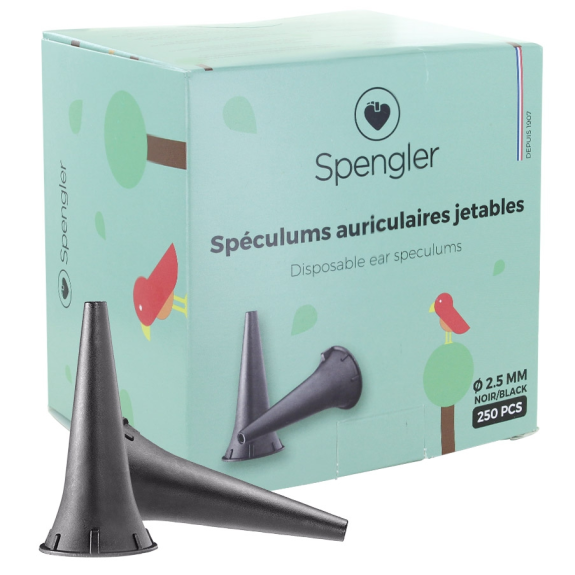 Spéculum pour Otoscopes compatibles avec différentes marques - 2,5 mm - Noir (Paquet de 250 pcs.)-Lire la description