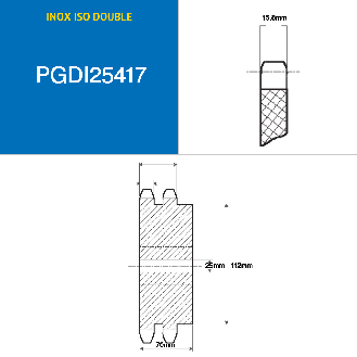 CMW - Vorgebohrtes Ritzel - Edelstahl - Doppelverzahnung - 16B2 - 17 Zähne - 25,4 mm Teilung mit 25 mm Bohrung.-Beschreibung lesen