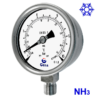 MANÓMETROS PARA REFRIGERACIÓN DE AMONIACO TODO EN INOXIDABLE M0702-Leer más
