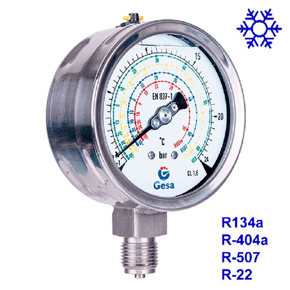 MANOMETRO PARA REFRIGERACIÓN M0503 TODO EN ACERO INOXIDABLE-Leer más