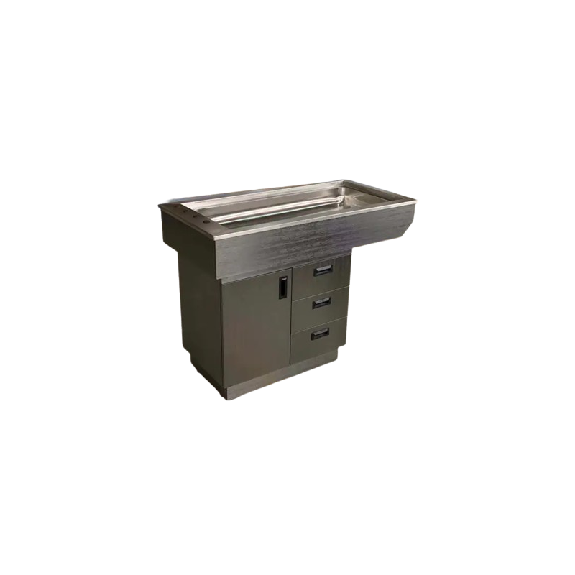 Table de préparation en acier inoxydable avec rangement intégré-Lire la description