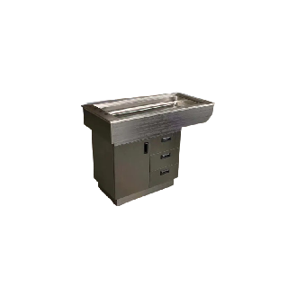 Table de préparation en acier inoxydable avec rangement intégré-Lire la description