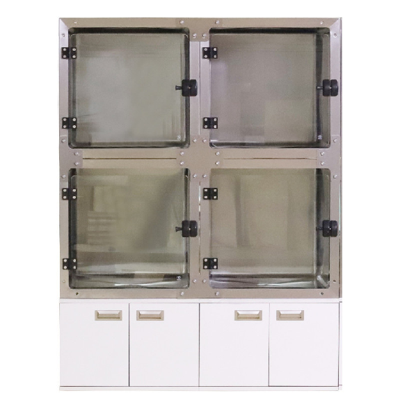 Chatterie modulaire en acier inoxydable avec portes en verre trempé-Lire la description