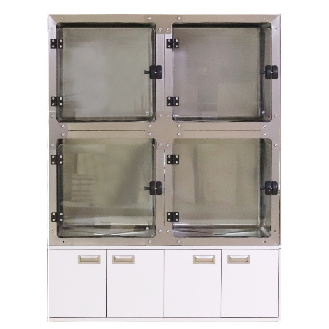 Chatterie modulaire en acier inoxydable avec portes en verre trempé-Lire la description