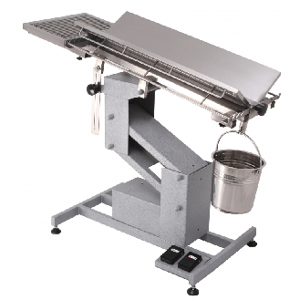 Table de chirurgie vétérinaire avec plateau en V-Lire la description