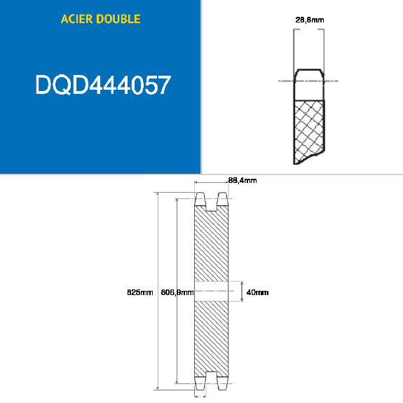 CMW - Disco prealesato - Acciaio - Doppio ingranaggio - 28B2 - 57 denti - passo 50,8 mm con foro da 40 mm-Leggi tutto
