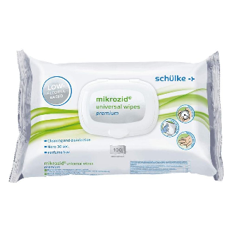 Schülke Desinfektionstücher mikrozid universal wipes premium - Premium | Packung (100 Tücher)-Beschreibung lesen