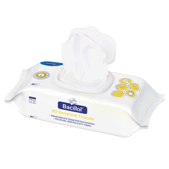 Hartmann Bacillol 30 Sensitive Tissues 1 Flowpack (80 Tücher) | Packung (80 Tücher)-Beschreibung lesen