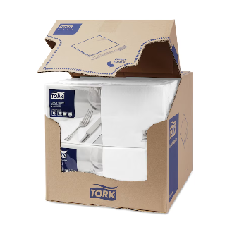 Tork 477149 Lunchservietten Weiß Advanced 1/4-Falz 2-lagig | Karton (10 Packungen)-Leggi tutto