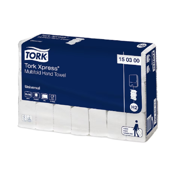 Tork Xpress 150300 Multifold-Handtücher Universal H2 2-lagig 34cm | Karton (21 Packungen) Tork Xpress 150300 Multifold-Handtücher Universal H2 2-lagig 34cm | Karton (21 Packungen)-Beschreibung lesen