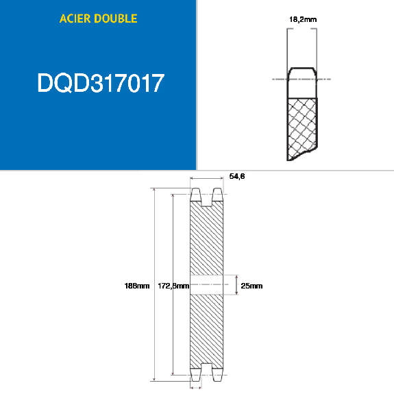 CMW - Vorgebohrte Scheibe - Stahl - Doppelverzahnung - 20B2 - 17 Zähne - 31,75 mm Abstand mit 25 mm Bohrung. CMW - Vorgebohrte Scheibe - Stahl - Doppelverzahnung - 20B2 - 17 Zähne - 31,75 mm Abstand mit 25 mm Bohrung.-Beschreibung lesen