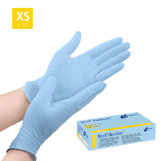 Meditrade Nitril Handschuhe NextGen EN 455, puderfrei, blau, 100 Stk. - XS / Blau | Packung (100 Handschuhe)-Beschreibung lesen