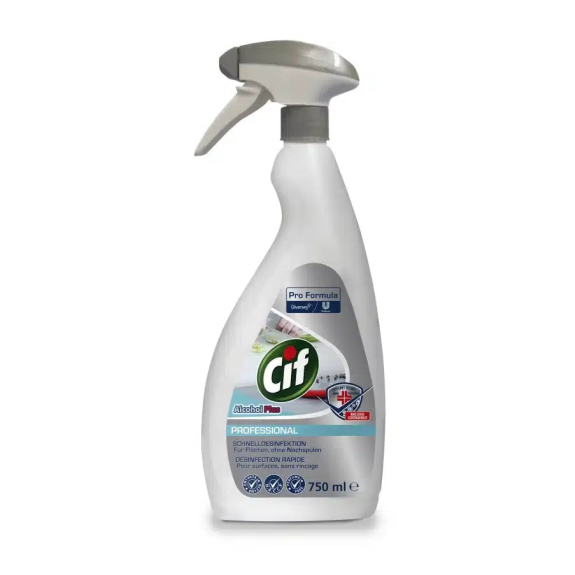 Cif Alcohol Plus Professional, Schnelldesinfektionsmittel ohne Nachspülung | Flasche (750 ml)-Beschreibung lesen