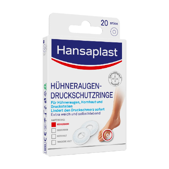 Hansaplast Hühneraugen Druckschutzring - 20 Stück | Packung (20 Stück) Hansaplast Hühneraugen Druckschutzring - 20 Stück | Packung (20 Stück)-Beschreibung lesen