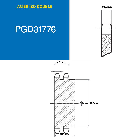 CMW - Pignon pré alésé - Acier - Double denture - 20B2 - 76 dents - Pas de 31,75 mm avec alésage de 30 mm CMW - Pignon pré alésé - Acier - Double denture - 20B2 - 76 dents - Pas de 31,75 mm avec alésage de 30 mm-Lire la description