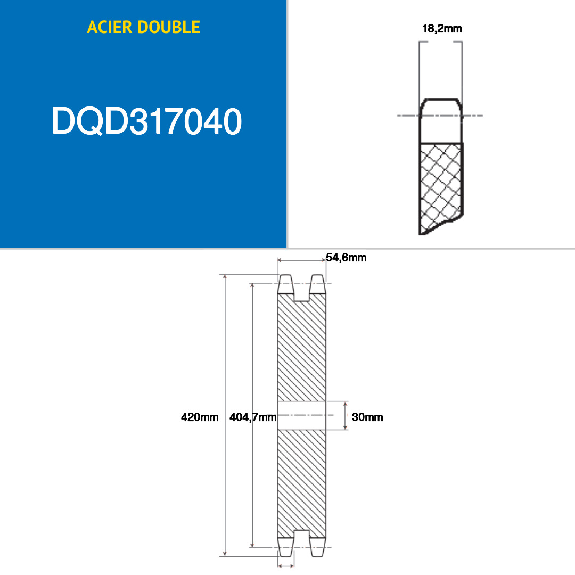 CMW - Disque pré alésé - Acier - Double denture - 20B2 - 40 dents - Pas de 31,75 mm avec alésage de 30 mm CMW - Disque pré alésé - Acier - Double denture - 20B2 - 40 dents - Pas de 31,75 mm avec alésage de 30 mm-Lire la description