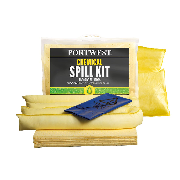 Portwest - Kit absorbant produits chimiques 50 litres (3 unités) - SM91-Lire la description