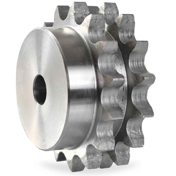 CMW - Vorgebohrtes Ritzel - Edelstahl - Doppelzahnrad - 08B2 - 21 Zähne - 12,7 mm Teilungsperiode mit 16 mm Bohrung.-Beschreibung lesen