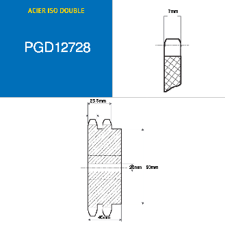 CMW - Pignon pré alésé - Acier - Double denture - 08B2 - 28 dents - Pas de 12,7 mm avec alésage de 20 mm-Lire la description