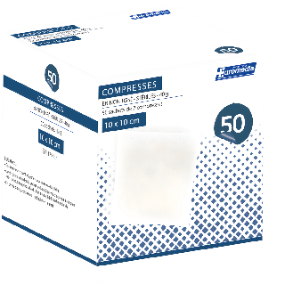 Compresses stériles 10x10cm NT 40g, boîte de 50 sachets de 2-Lire la description