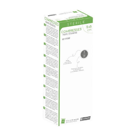 Compresses stériles 5x5 NT 30g boîte de 50 sachets de 5-Lire la description