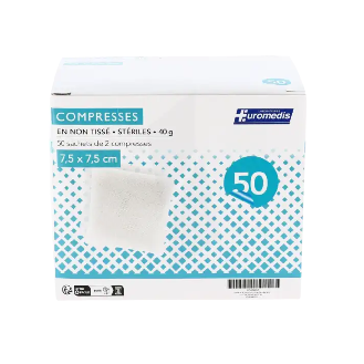 Compresses stériles 7,5 x 7,5cm NT 40g boîte de 50 sachets de 2-Lire la description