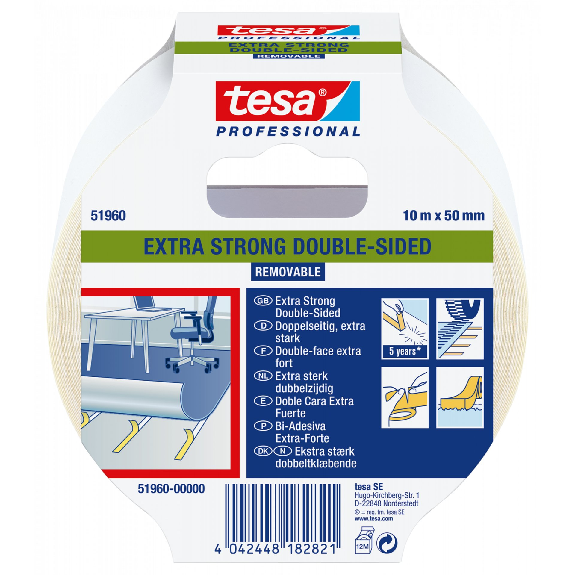 Tesafix Profi Verlegeband Ablösbar 00 Farblos 10m x 50mm-Beschreibung lesen