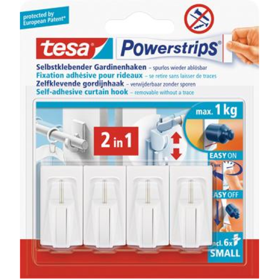 Tesa Powerstrips Vario-Gardinenhaken Weiß 08 Weiss 7m-Beschreibung lesen