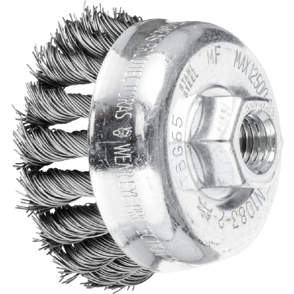Pferd Topfbrste gezopft TBG  65 mm M14 Stahl-Draht- 0,50mm Winkelschleifer-Beschreibung lesen