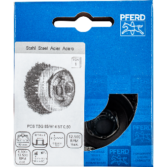 Pferd Topfbrste gezopft TBG  65 mm M14 Stahl-Draht- 0,50mm Winkelschleifer-Beschreibung lesen