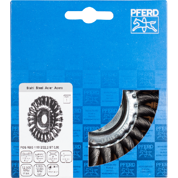 Pferd Rundbrste gezopft RBG  115x12x22,2 mm Stahl-Draht- 0,50mm-Beschreibung lesen